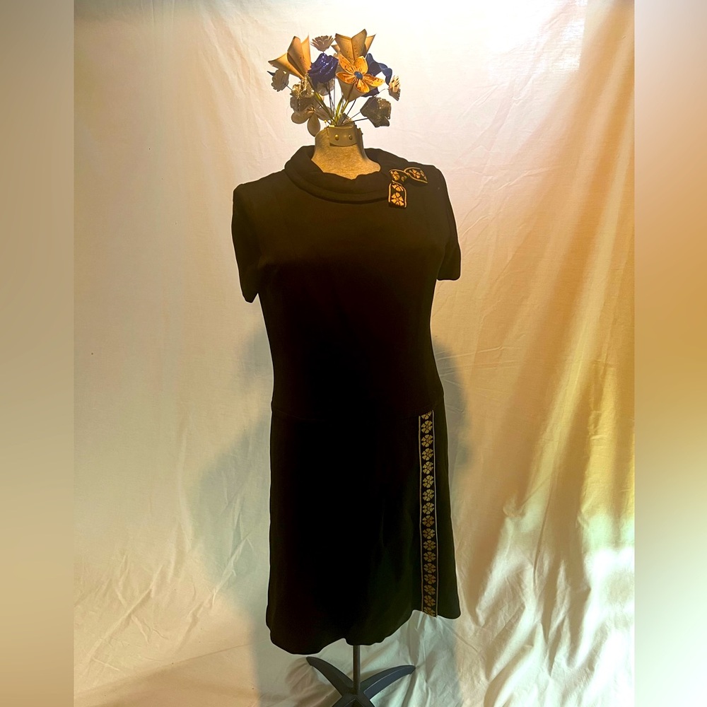 Vintage 60s/70s Dropped Waist Double-Knit Dress